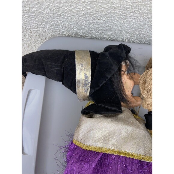 Vintage Halloween Witch Standing With Broom Figurine Unbranded 18” Tall - Picture 9 of 15